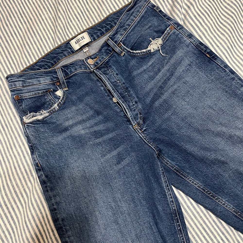 Agolde Riley Long High Rise Straight Jeans - Picture 3 of 8